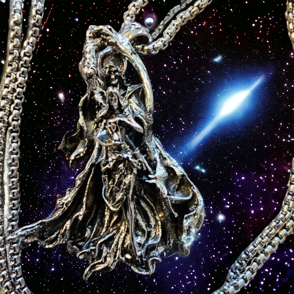 Pendant and chain  Grim Reaper with Victim